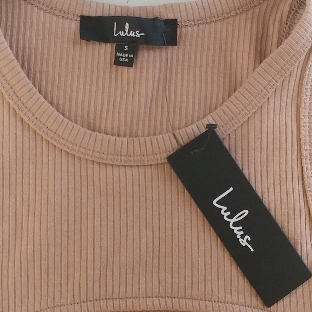Lulus Ribbed Tank Top With Keyhole Tan Size S‎ - Picture 4 of 4